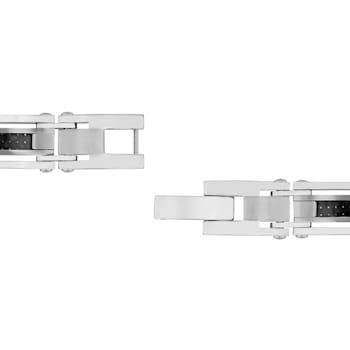 Stainless Steel Satin Carbon Fiber & Cable Bracelet