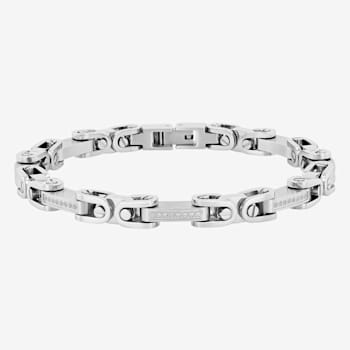1/4CTW Diamond Stainless Steel Link Bracelet