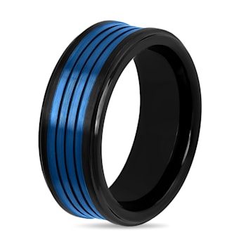 Tungsten Comfort™ Tungsten Black with Blue Ion Plated Band