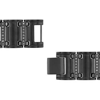 1CTW Black Diamond Stainless Steel Link Bracelet