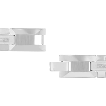 1/8CTW Diamond Tungsten and Stainless Steel High Polish Link Bracelet