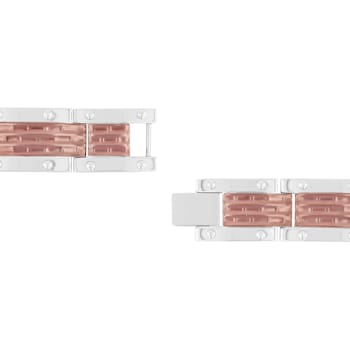 Stainless Steel with Two-Tone Finish Brick Design Link Bracelet