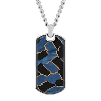 Stainless Steel Multi-Colored Enamel Dog Tag Pendant