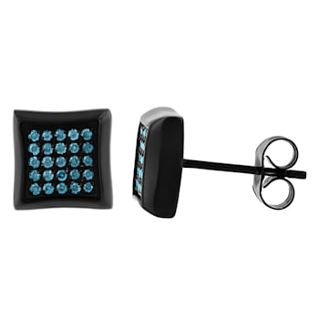 1/4CTW Blue Diamond Black Stainless Steel Stud Earrings
