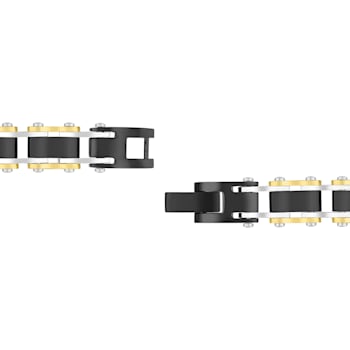 Stainless Steel Black & Yellow Ion Plated Link Bracelet