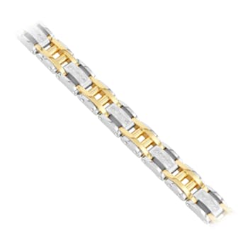 1/2CTW Diamond & Stainless Steel with Yellow IP Bracelet