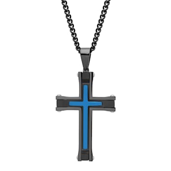 Black & Blue IP Stainless Steel Cross