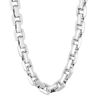 Stainless Steel 9MM Beveled Box Link Chain Necklace