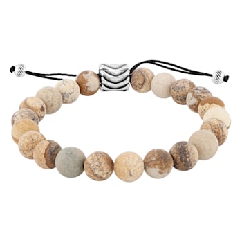 River Rock Bead and Stainless Steel Bolo Bracelet
