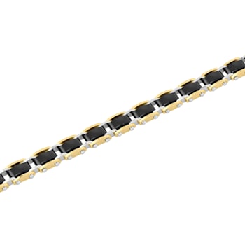 Stainless Steel Black & Yellow Ion Plated Link Bracelet
