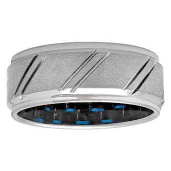 Tungsten Comfort™ Tungsten Black & Blue Carbon Fiber Band