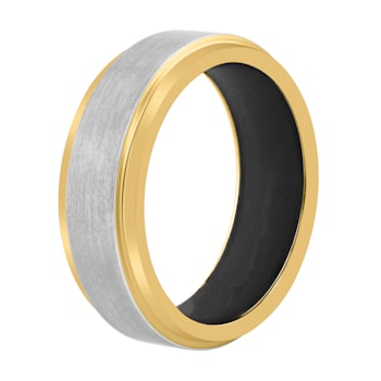 Tungsten Comfort™ 8MM Tungsten Yellow Ion Plated Black Silicone Inside Band