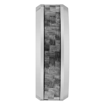 Tungsten Comfort™ 8MM Tungsten and Gray Silicone Gray Carbon Fiber Band
