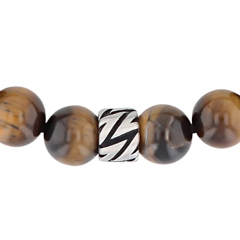 Yellow Tiger Eye and Stainless Steel Bolo Bracelet