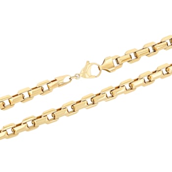 Stainless Steel Yellow Plated 9MM Square Link Chain Necklace