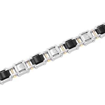 Stainless Steel Yellow Ion Plated and Forged Carbon Fiber Diamond
Bracelet .15ctw