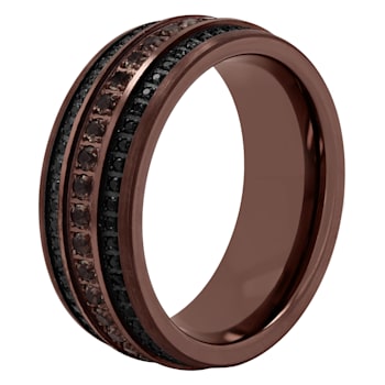 Tungsten Comfort™ Black Sapphire and Smoky Quartz Tungsten 9MM Brown Ion
Plated Band