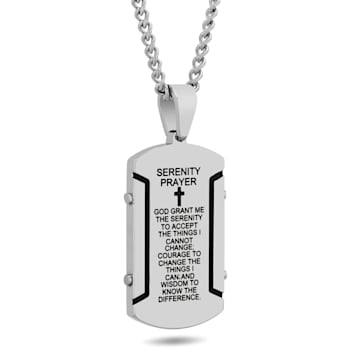Stainless Steel Serenity Prayer Dog Tag Pendant