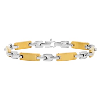 Two-Tone Stainless Steel Link Chain Necklace & Bracelet Set