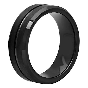 Tungsten Comfort™ Tungsten 8MM Black Ion Plated Grooved Band