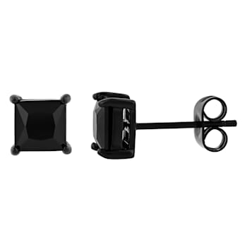 BLACK SQUARE SPINEL & BLACK IP STAINLESS STEEL EARRINGS