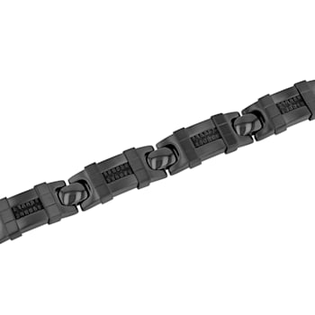 Stainless Steel Black Ion Plated With Rubber Bracelet