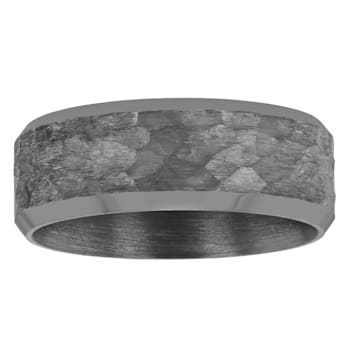 Tantalum 8MM Hammered Center Beveled Edge Band
