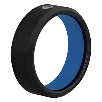 0.05CT Black Diamond Black and Blue IP Tungsten Band