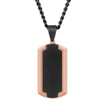 Stainless Steel Black & Rose Ion Plated Dog Tag Pendant