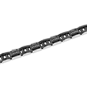 1/2CTW Black Diamond Two Tone Stainless Steel Link Bracelet