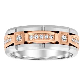 Tungsten Comfort™ 1/5CTW Diamond Tungsten 8MM Rose Ion Plated Brick Edge Band