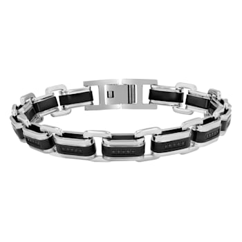 1/4CTW Diamond Two-Tone Stainless Steel Link Bracelet