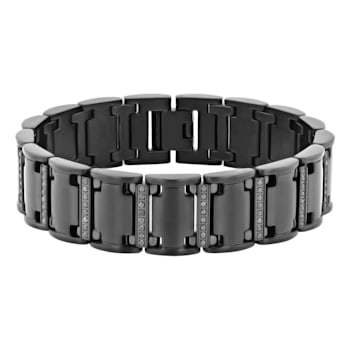 1CTW Black Diamond Stainless Steel Link Bracelet