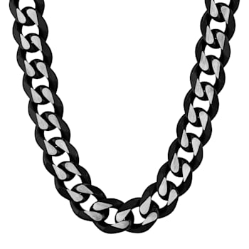 Stainless Steel Two-Tone Beveled Curb Link Chain Necklace
