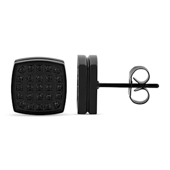 1/4CTW BLACK DIAMOND & BLACK IP STAINLESS STEEL EARRINGS