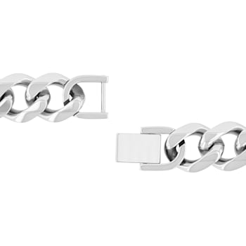 Stainless Steel Black Sapphire ID Link Bracelet