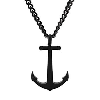 Black IP Stainless Steel Anchor Pendant