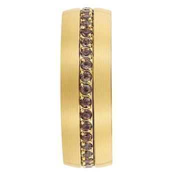 Tungsten Comfort™ Smoky Quartz Tungsten 8MM Yellow Ion Plated Inlay Band