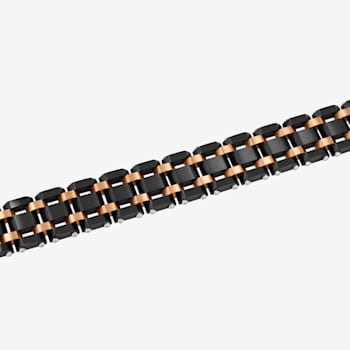 Stainless Steel Black and Brown Ion Plated Link Bracelet
