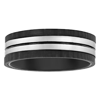 Tungsten Comfort™ Tungsten Black Ion Plated with Forged Carbon Fiber
Textured Edge Band