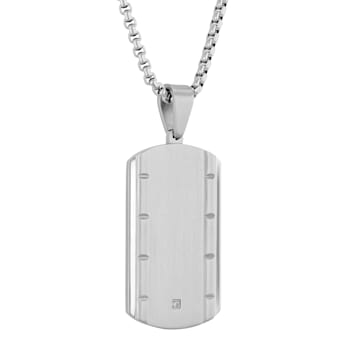Diamond Accent Stainless Steel Dog Tag, Cross Pendant, & Bracelet Set