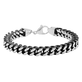Stainless Steel Black Ion Plated Franco Chain Necklace & Bracelet Set