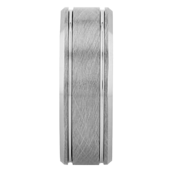 Tungsten Comfort™ 8MM Tungsten Satin Grooved Band