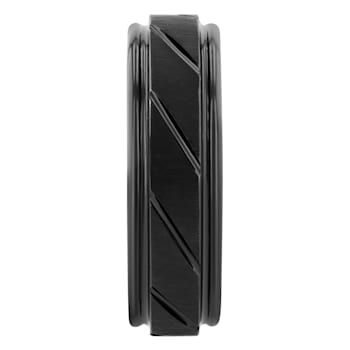 Tungsten Comfort™ Tungsten 7MM Black Ion Plated Slant Groove Band