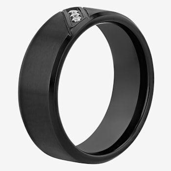 0.05CTW Diamond Black IP Stainless Steel Band