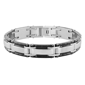 Diamond Accent Two-Tone Stainless Steel Dog Tag, Cross Pendant, &
Bracelet Set