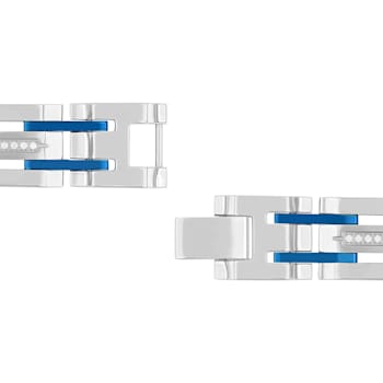 1/3CTW Diamond & Stainless Steel with Blue IP Bracelet