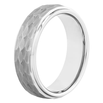 Tungsten Comfort™ 6MM Tungsten Hammered Step Edge Band