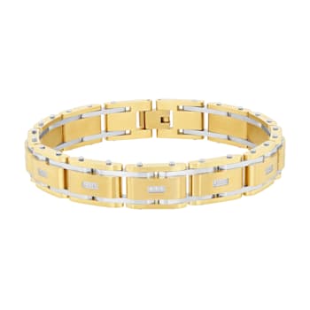 1/10CTW Diamond & Yellow IP Stainless Steel Bracelet