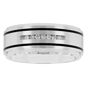 0.15CTW Diamond Stainless Steel and Black Resin Band
